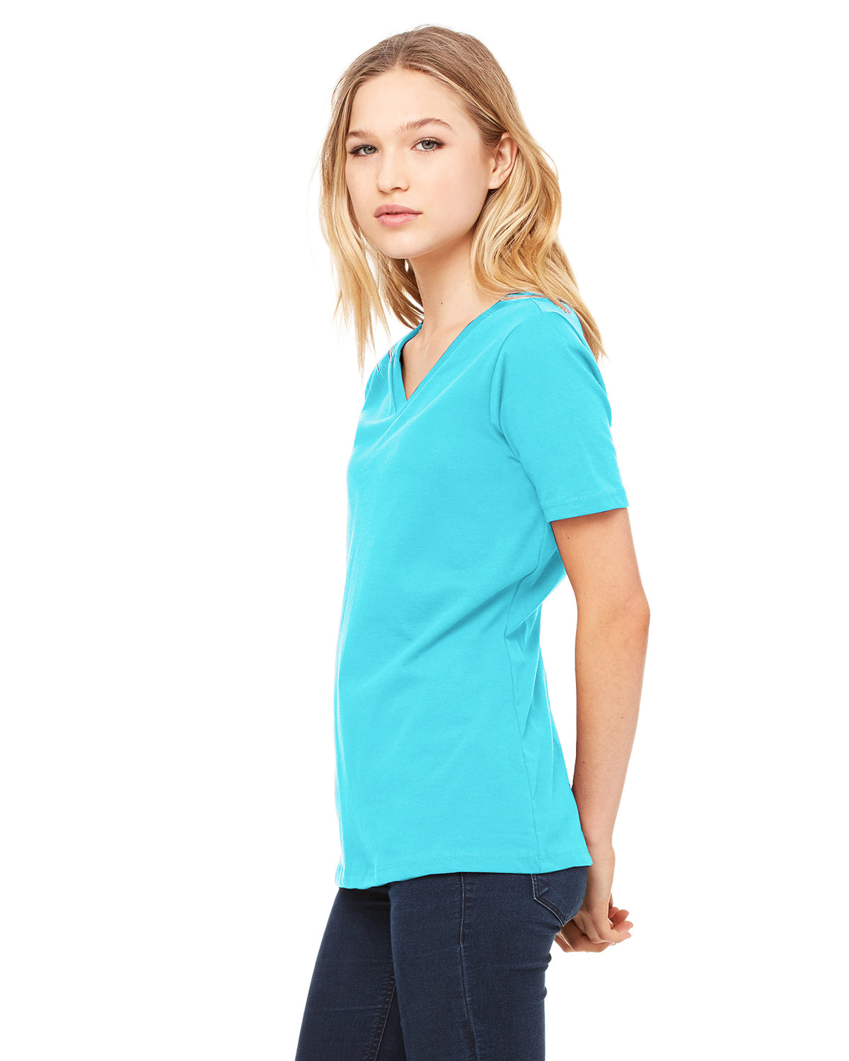 Women's Relaxed Jersey V-Neck T-Shirt - Turquoise