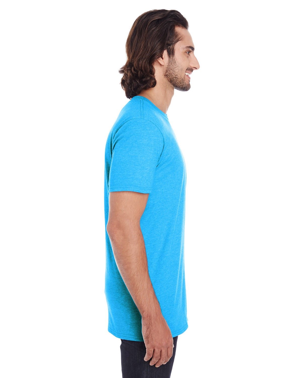 Lightweight Softstyle T-Shirt - Heather Caribbean Blue