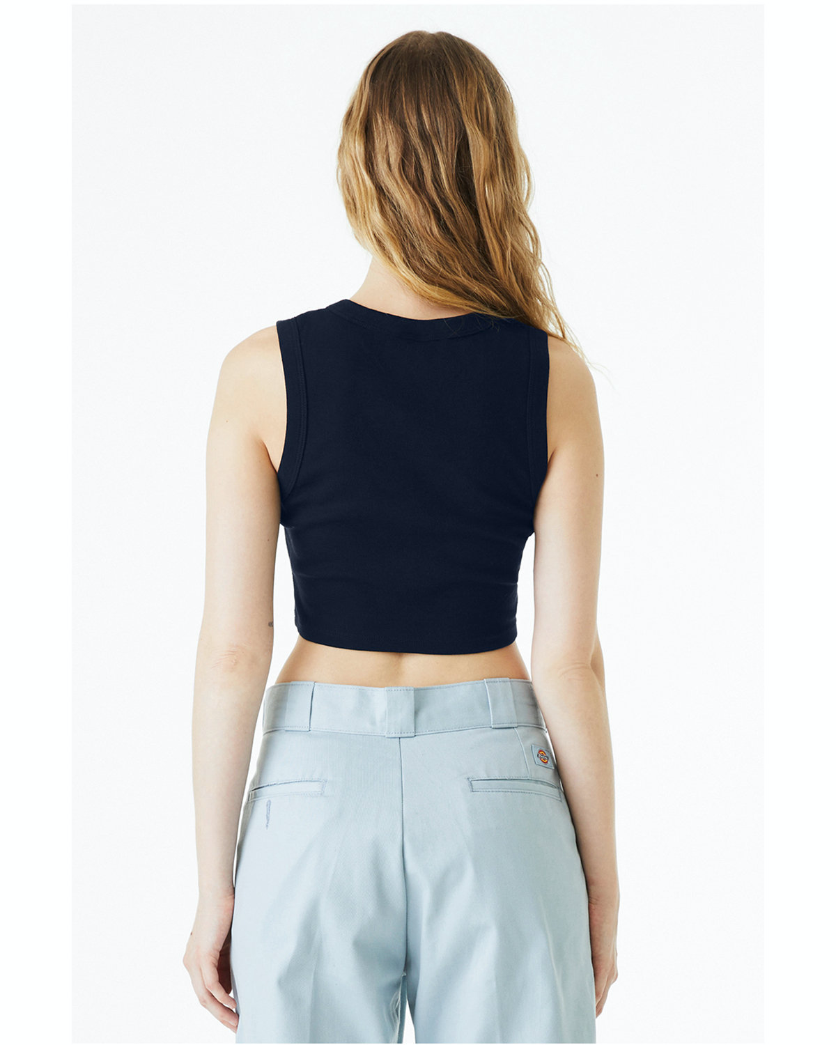 Women's Micro Rib Muscle Crop Tank - Solid Navy Blend