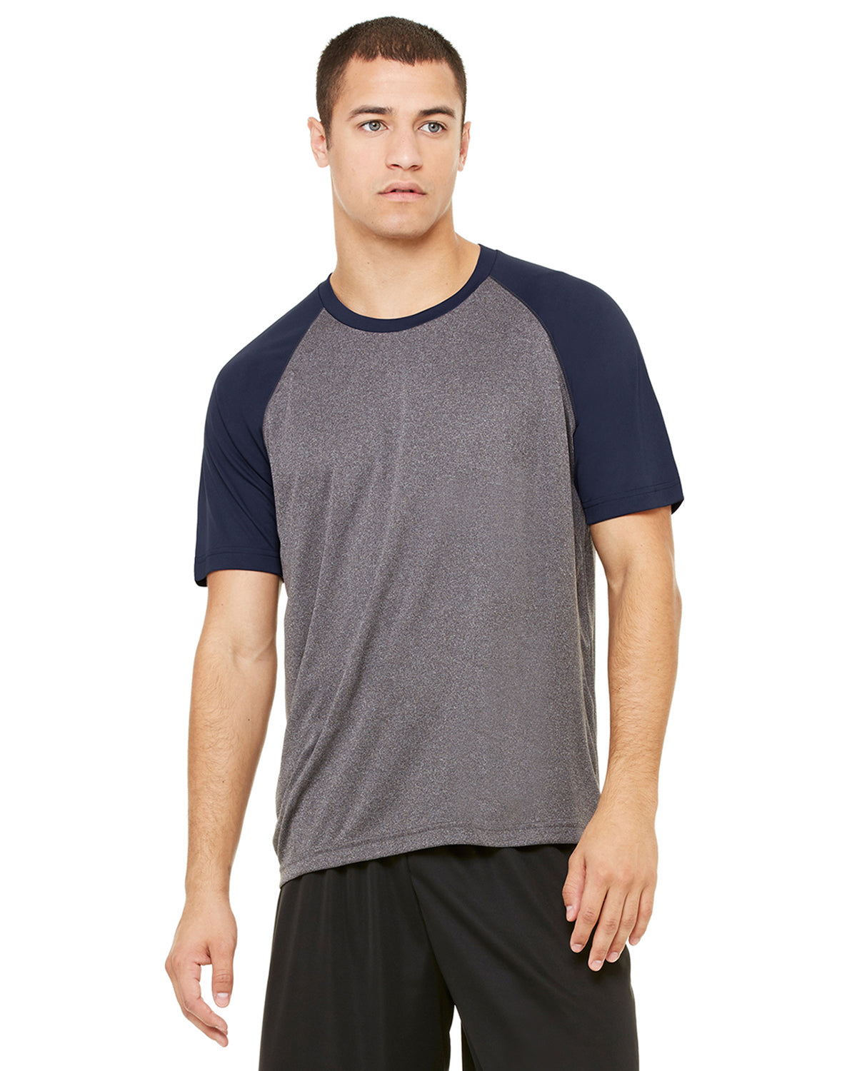 Unisex Performance Short-Sleeve Raglan T-Shirt - Dark Gray / Sport Dark Navy