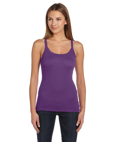 Women's Sheer Mini Rib Thin Strap Tank - Team Purple