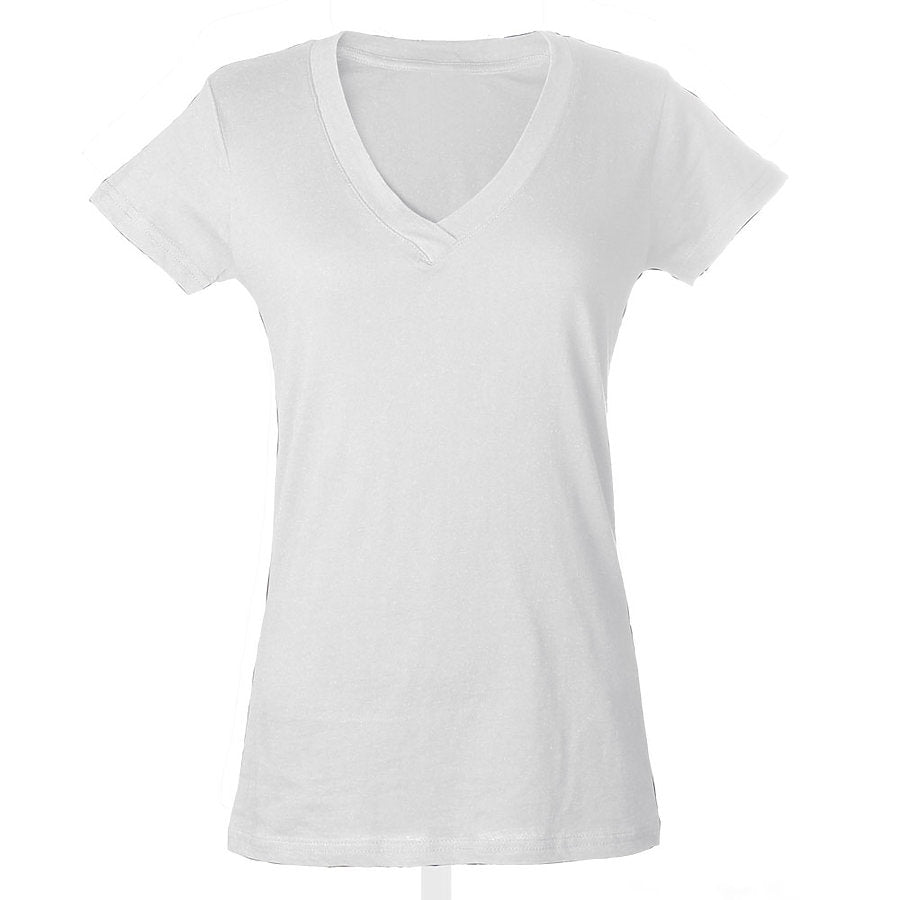 Women's Slim Fit Fine Jersey V-Neck - White