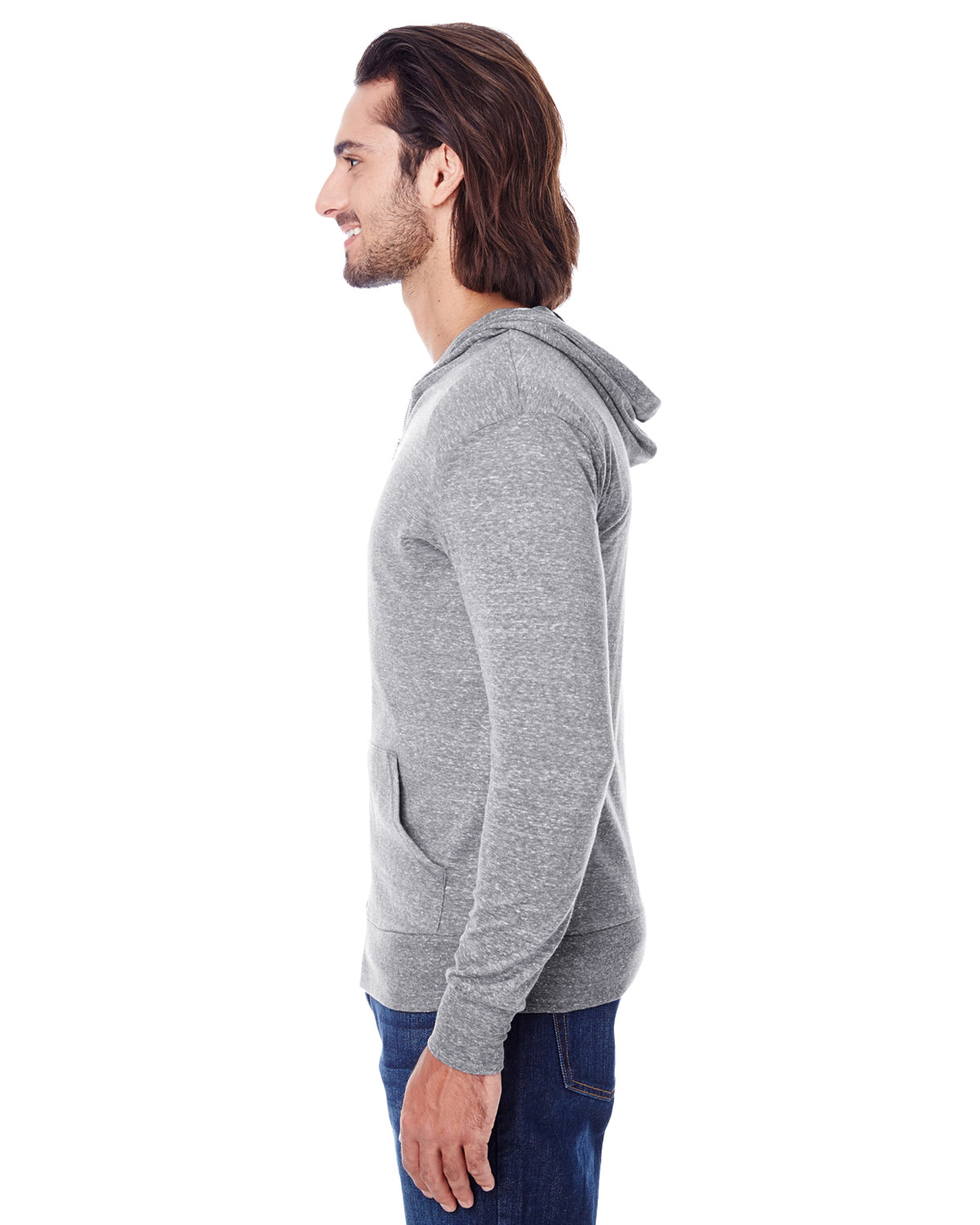 Unisex Triblend Full-Zip Light Hoodie - Gray Triblend