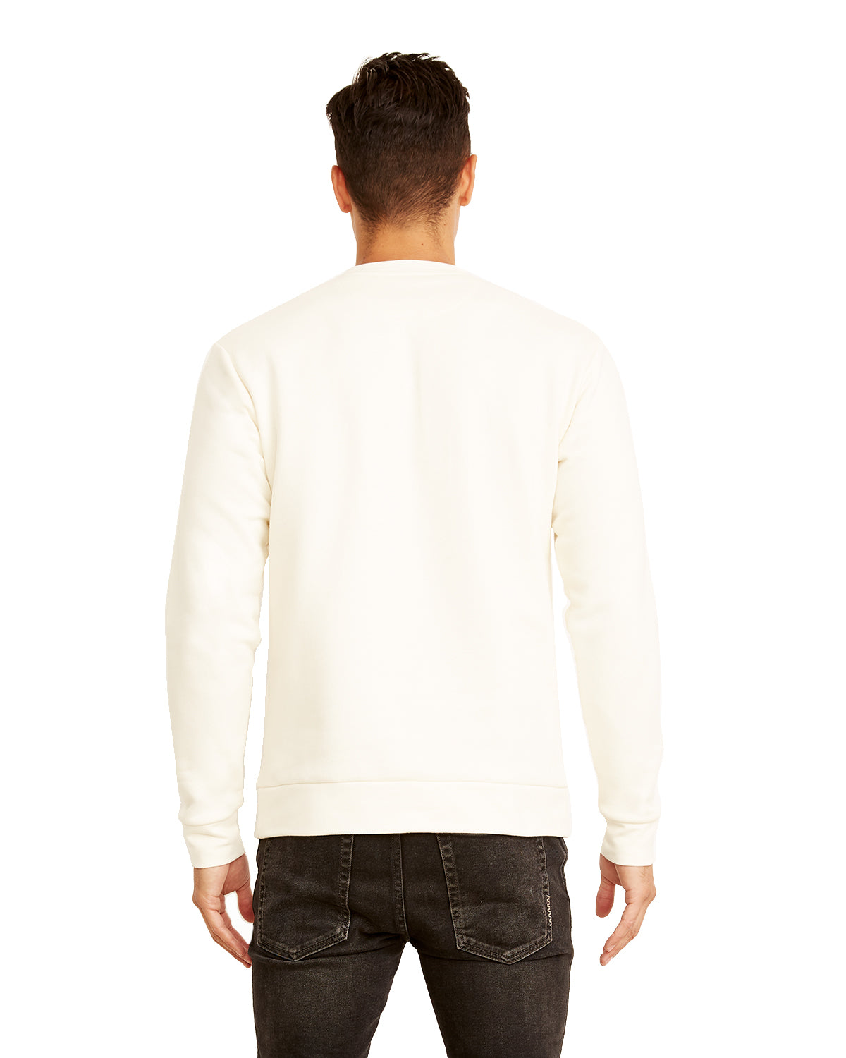 Unisex Long-Sleeve Crew with Pocket - White
