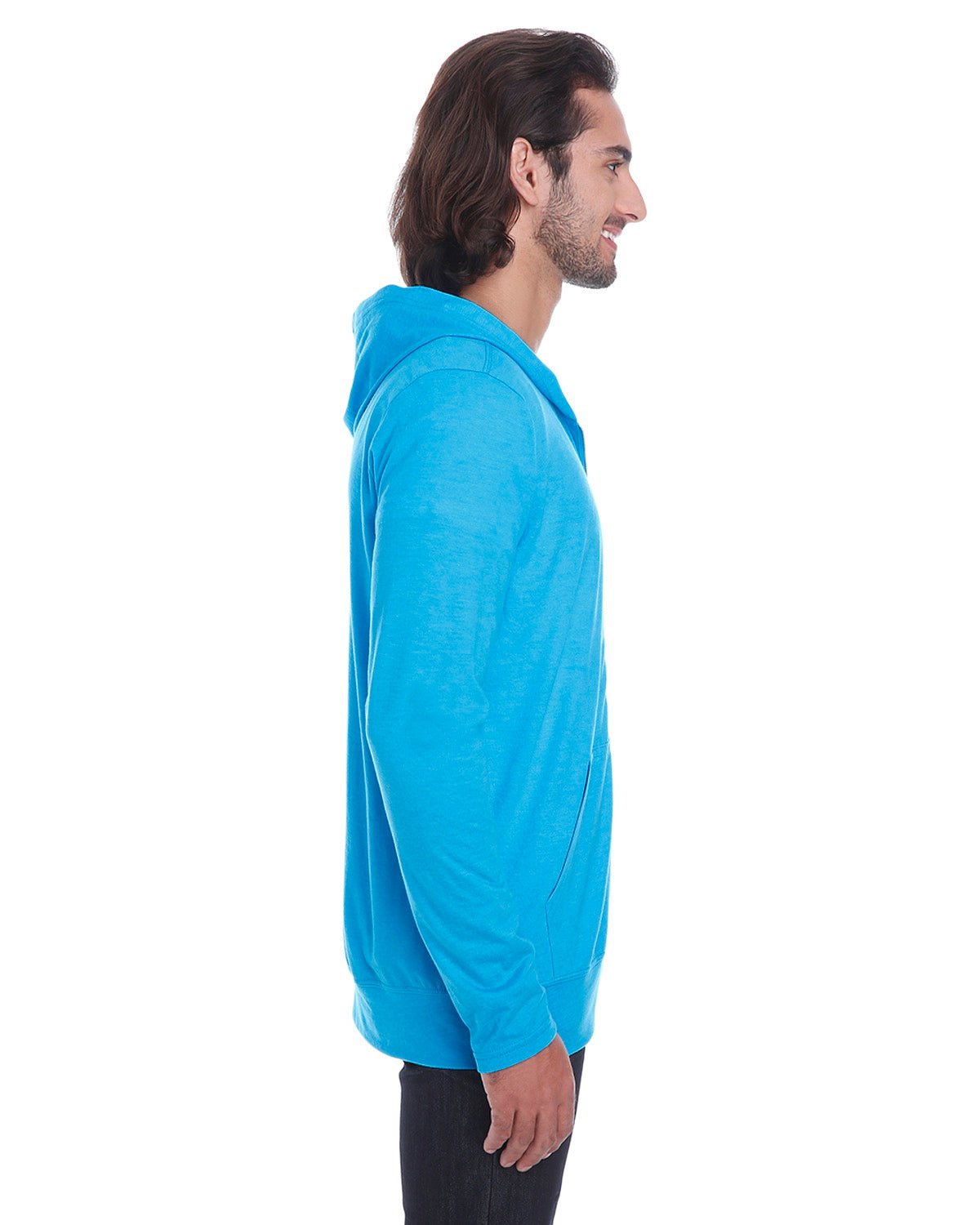 Unisex Triblend Full-Zip Jacket - Heather Caribbean Blue