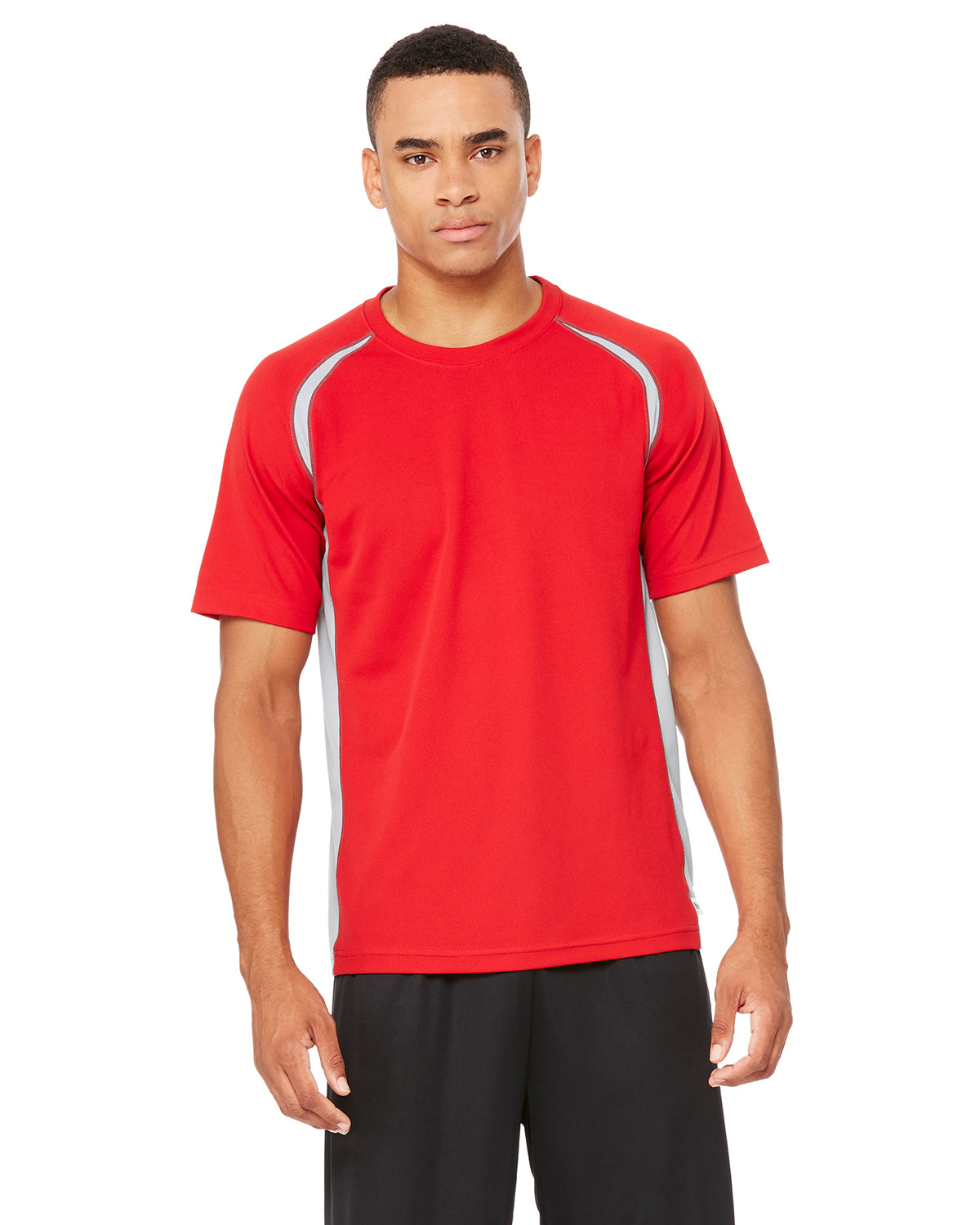 Unisex Colorblocked Short-Sleeve T-Shirt - Red / Gray / Slate