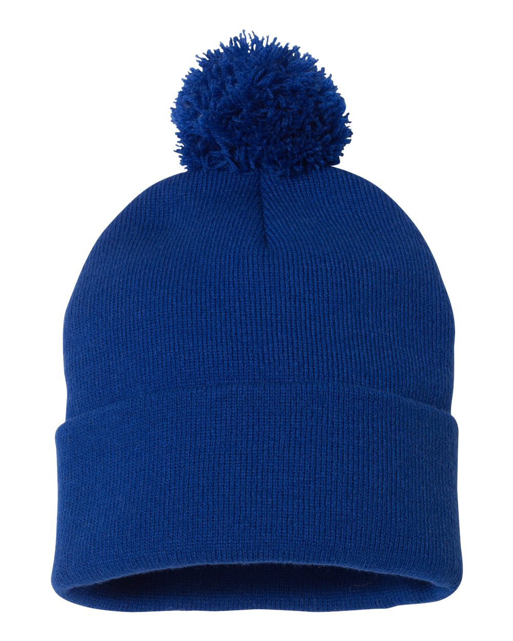 Pom-Pom 12" Knit Beanie - Royal Blue