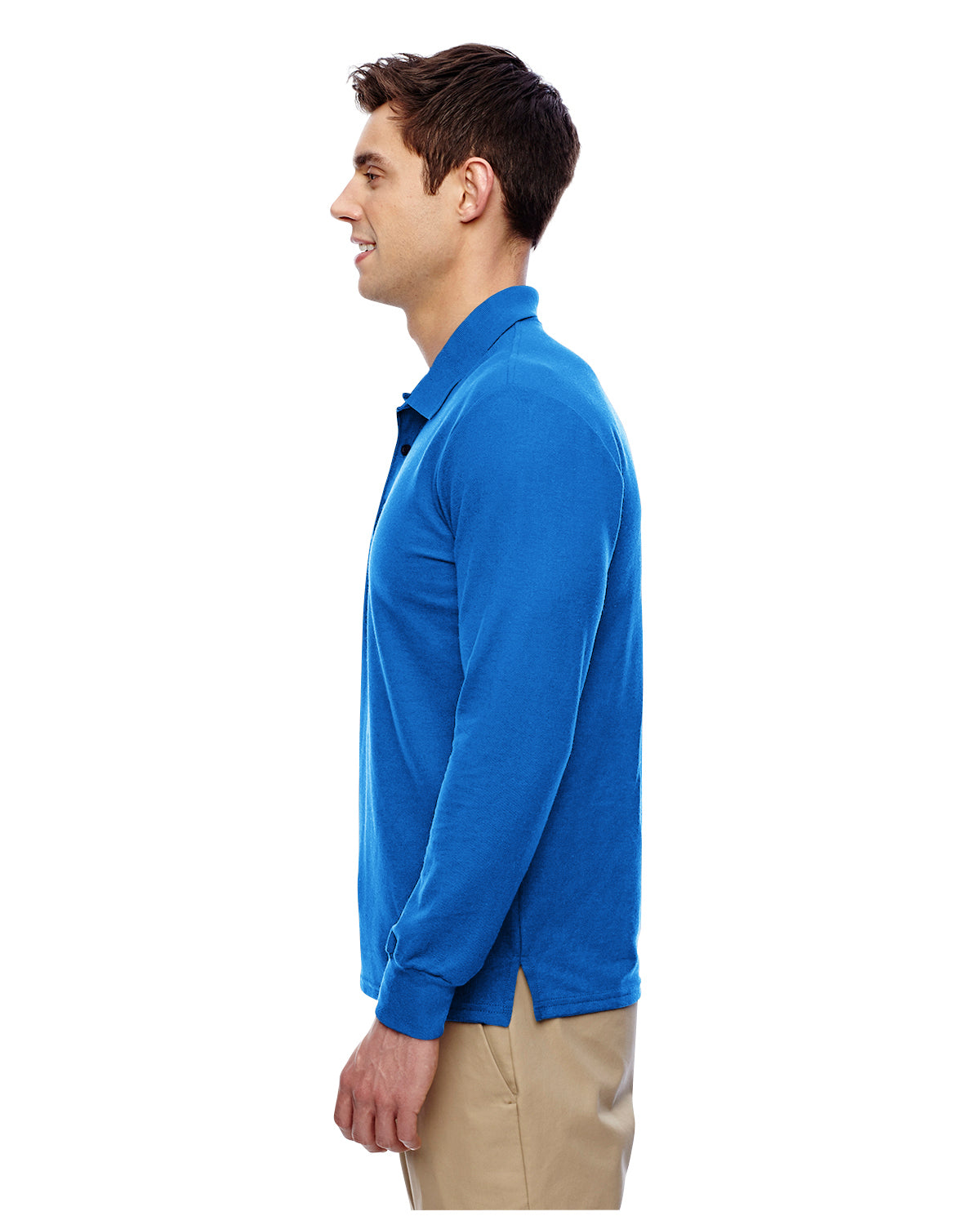 Unisex Double Piqué Long-Sleeve Polo - Royal
