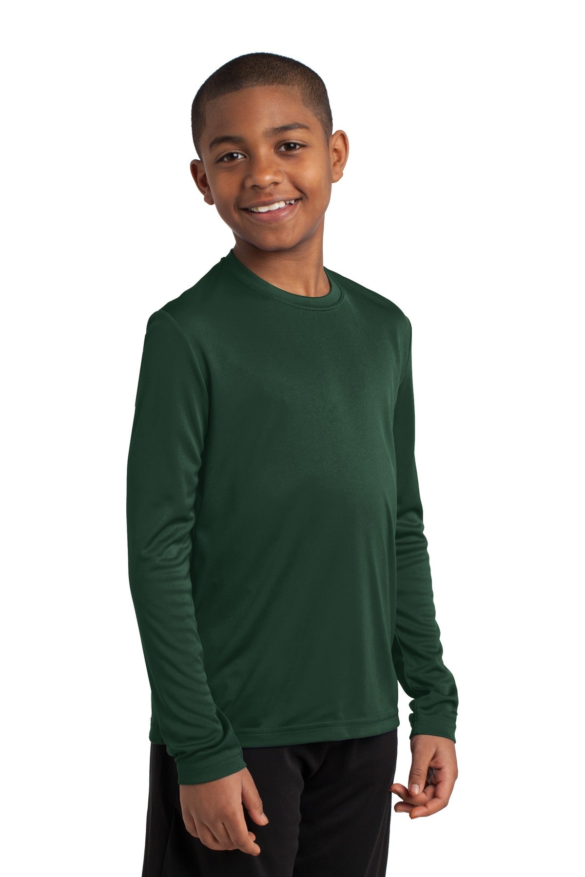 Youth Long Sleeve PosiCharge Competitor Tee - Forest Green