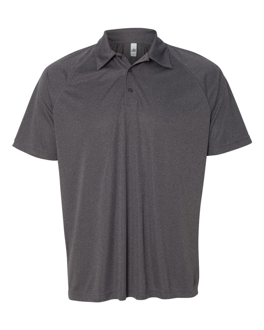 Unisex Performance Three-Button Raglan Polo - Dark Gray Heather