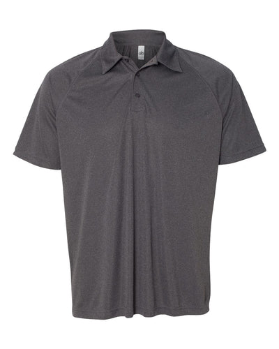 Unisex Performance Three-Button Raglan Polo - Dark Gray Heather