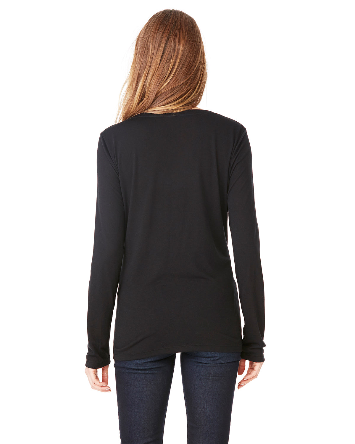 Women's Flowy Long-Sleeve V-Neck - Black