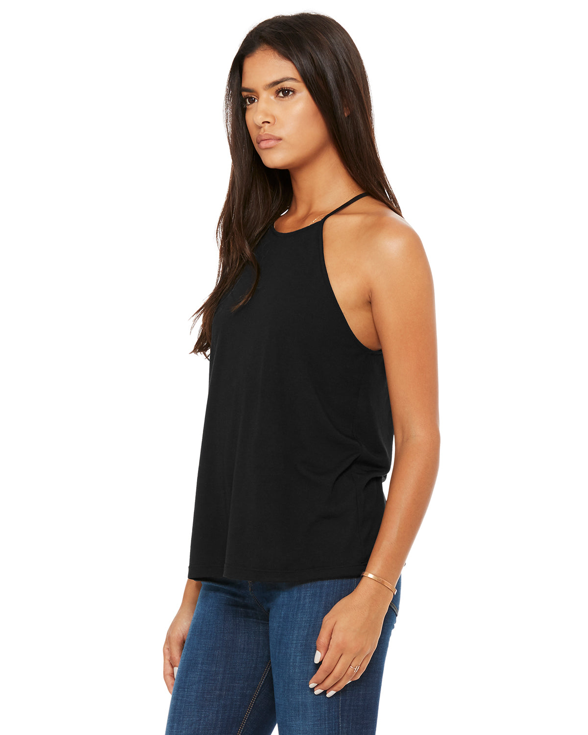 Women's Flowy High Neck Tank - Black