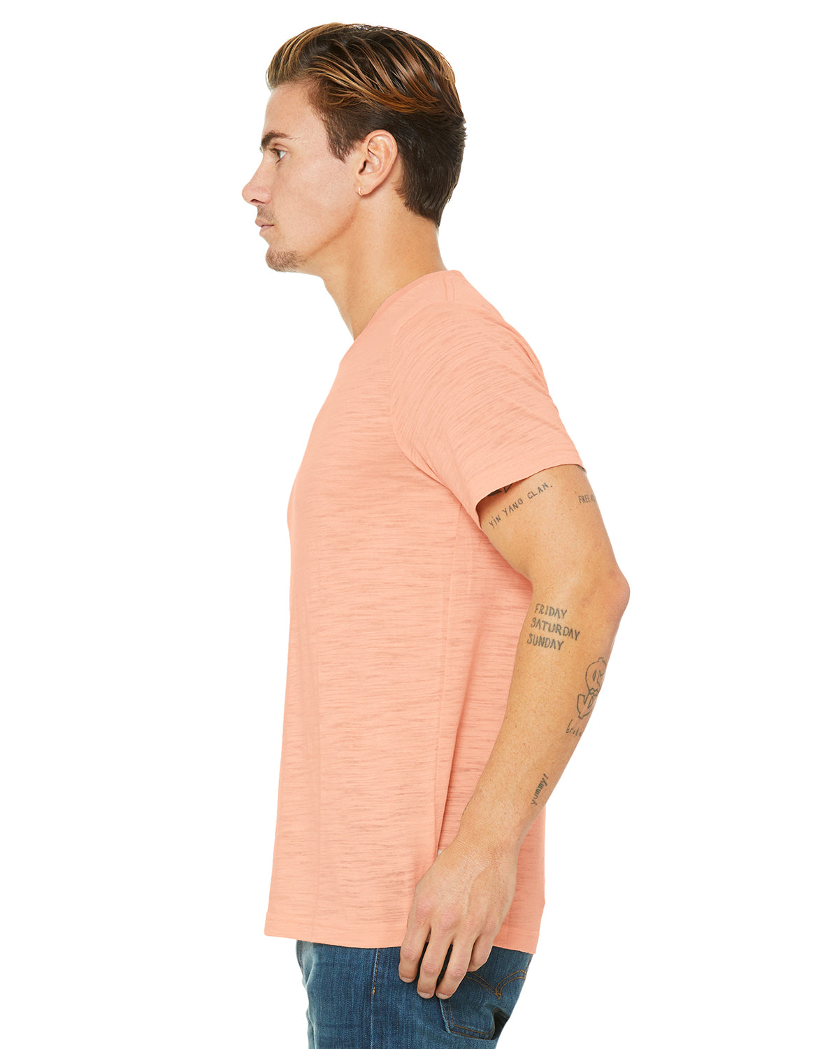 Unisex Poly-Cotton Short-Sleeve T-Shirt - Peach Slub
