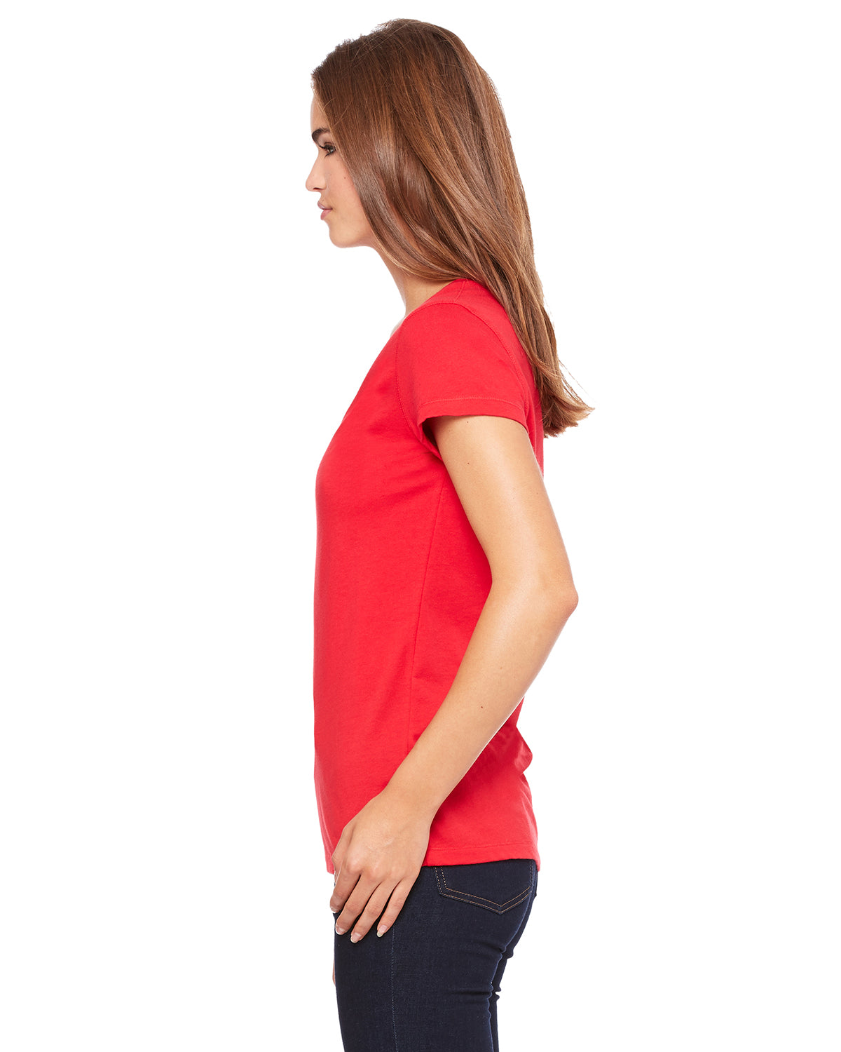 Women's Jersey Short-Sleeve V-Neck T-Shirt - Red