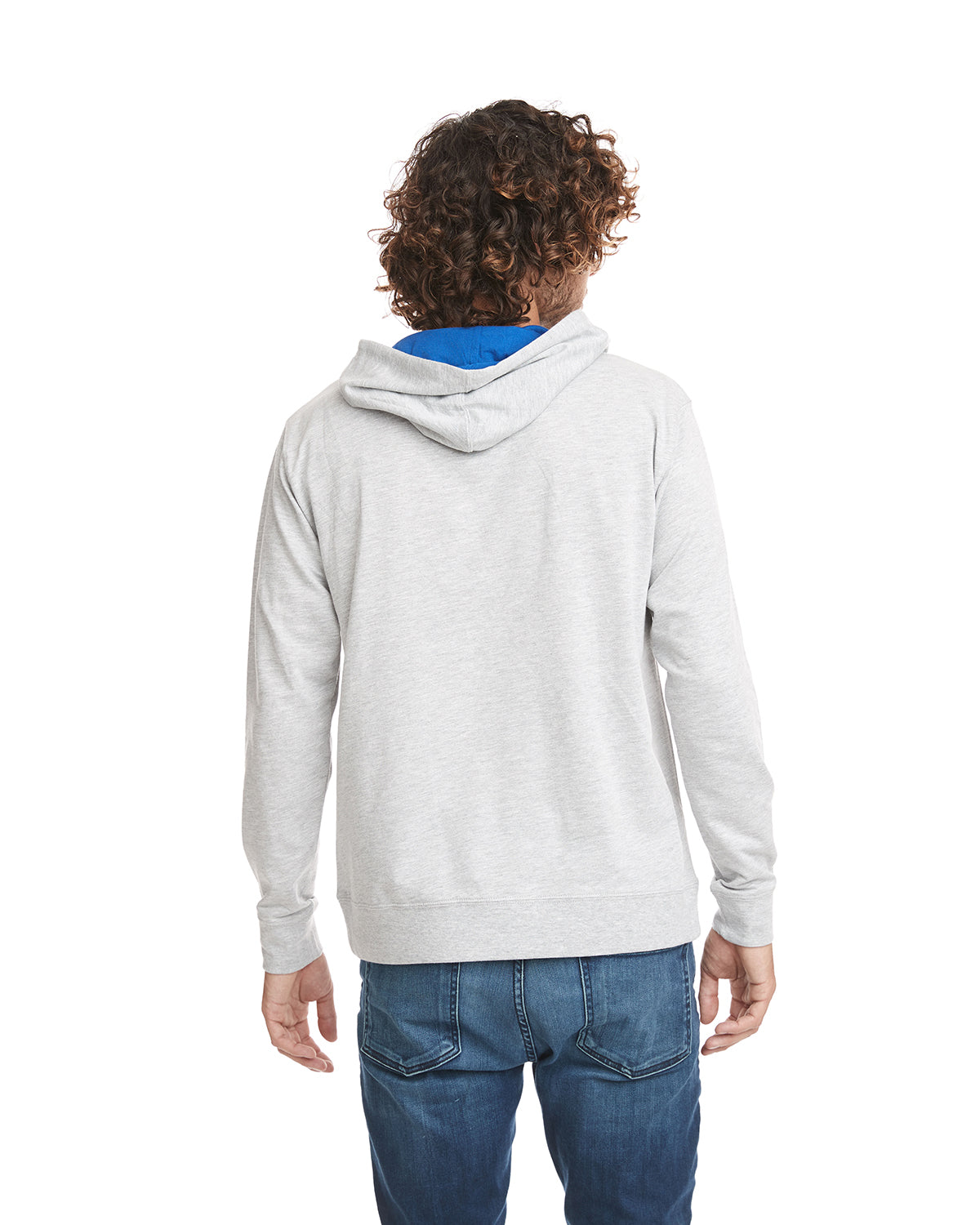 Unisex French Terry Pullover Hoodie - Heather Gray / Royal