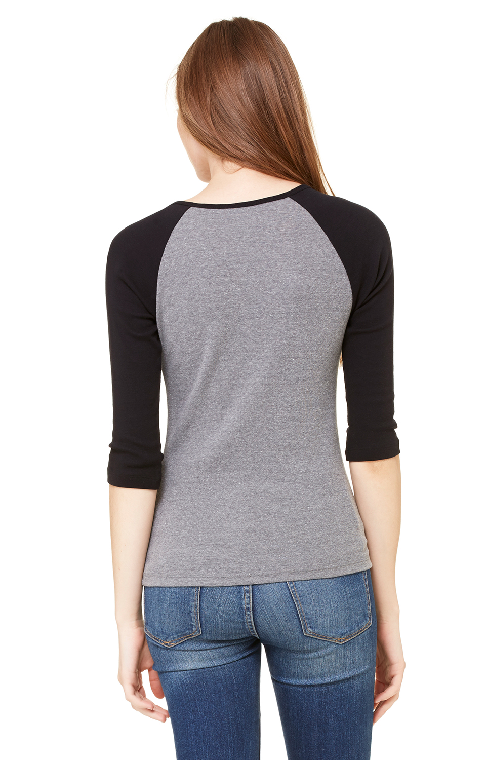 Women's Baby Rib 3/4-Sleeve Contrast Raglan T-Shirt - Heather Deep / Black