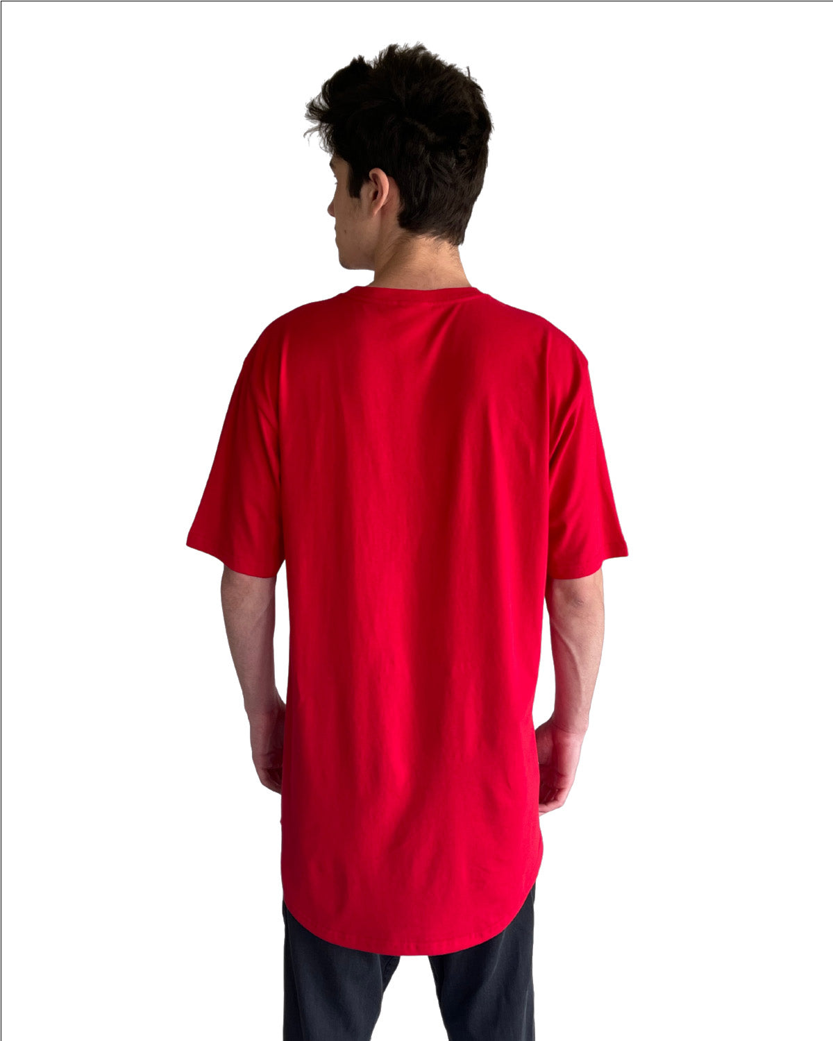 Men's Cotton Long Body Crew - Red