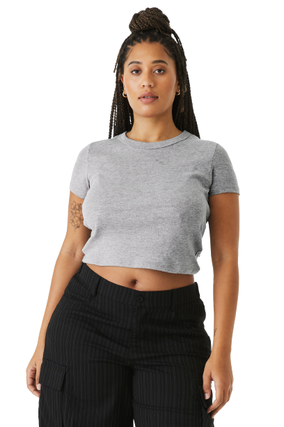Women's Micro Ribbed Baby Tee - Heather Athletic