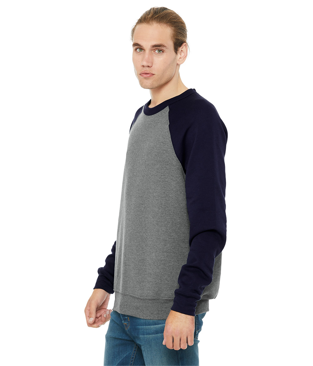 Unisex Sponge Fleece Raglan Sweatshirt - Heather Deep / Navy