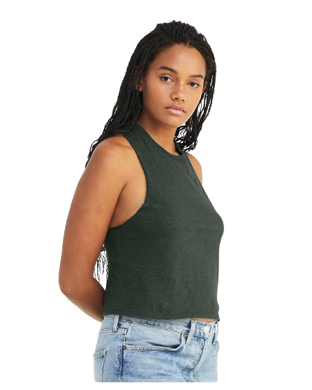 Women's Racerback Cropped Tank - Heather Forest