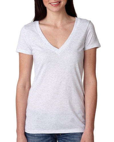 Women's Triblend Deep V - Heather White