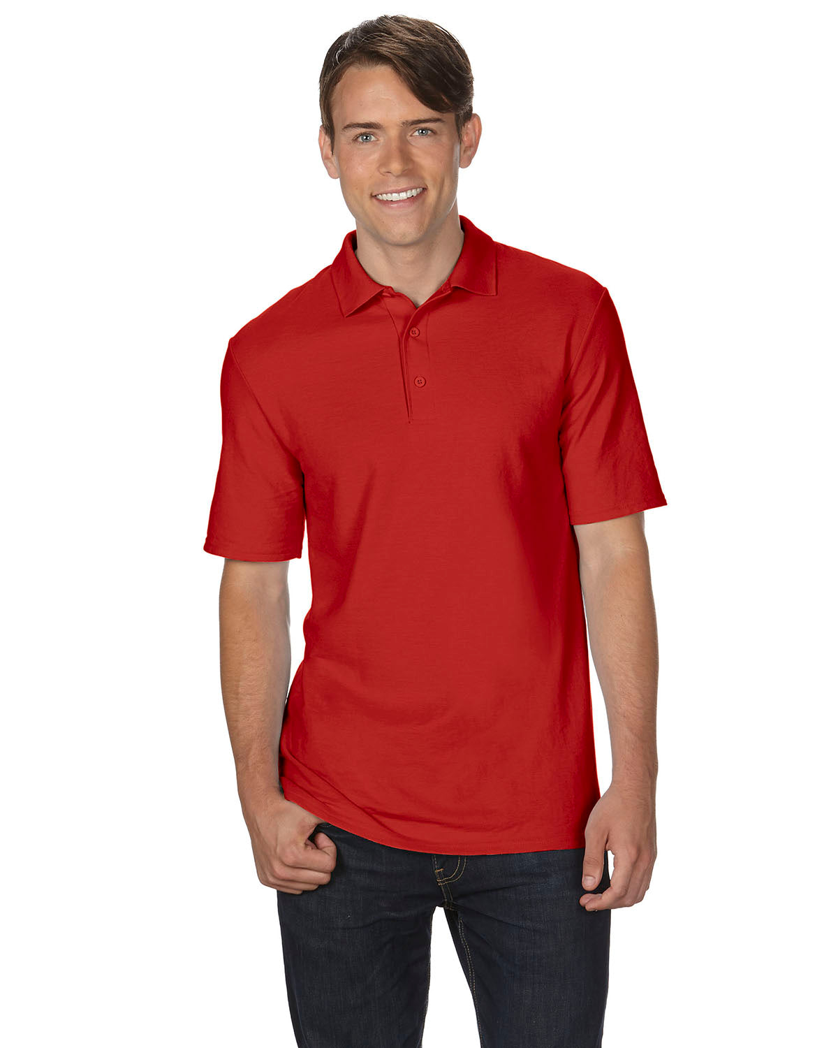 Unisex Double Piqué Polo - Red