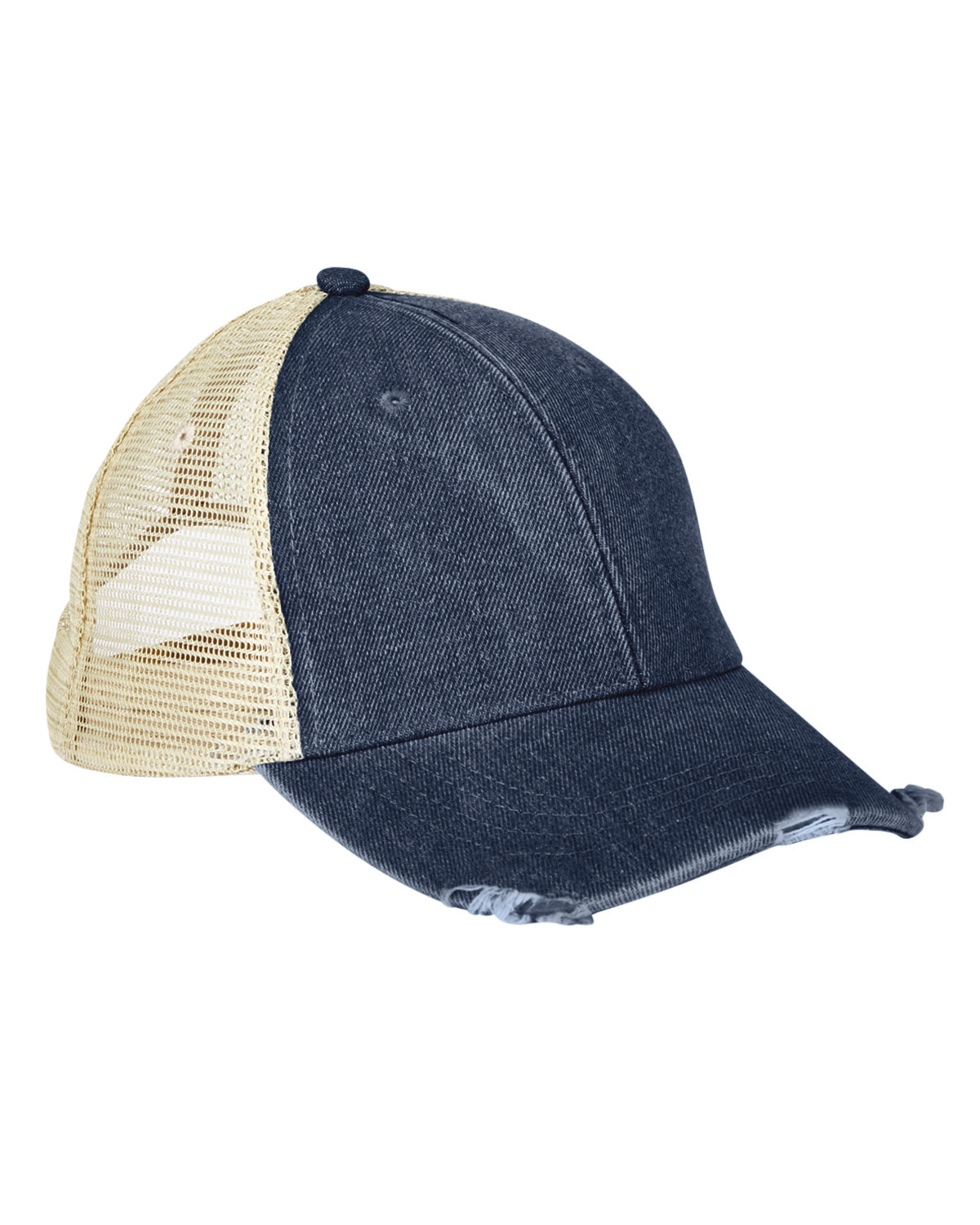 Distressed Ollie Cap - Dark Denim / Tan