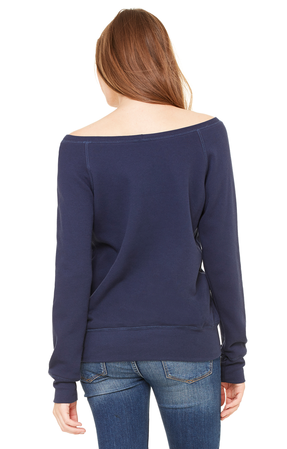 Women's Sponge Fleece Wide Neck Sweatshirt - Navy