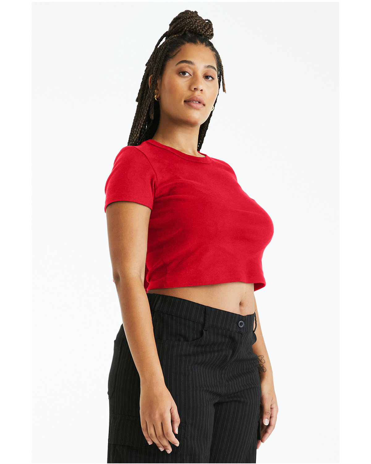 Women's Micro Ribbed Baby Tee - Solid Red Blend