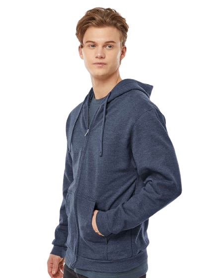 Unisex Fleece Zip Hoodie - Heather Denim