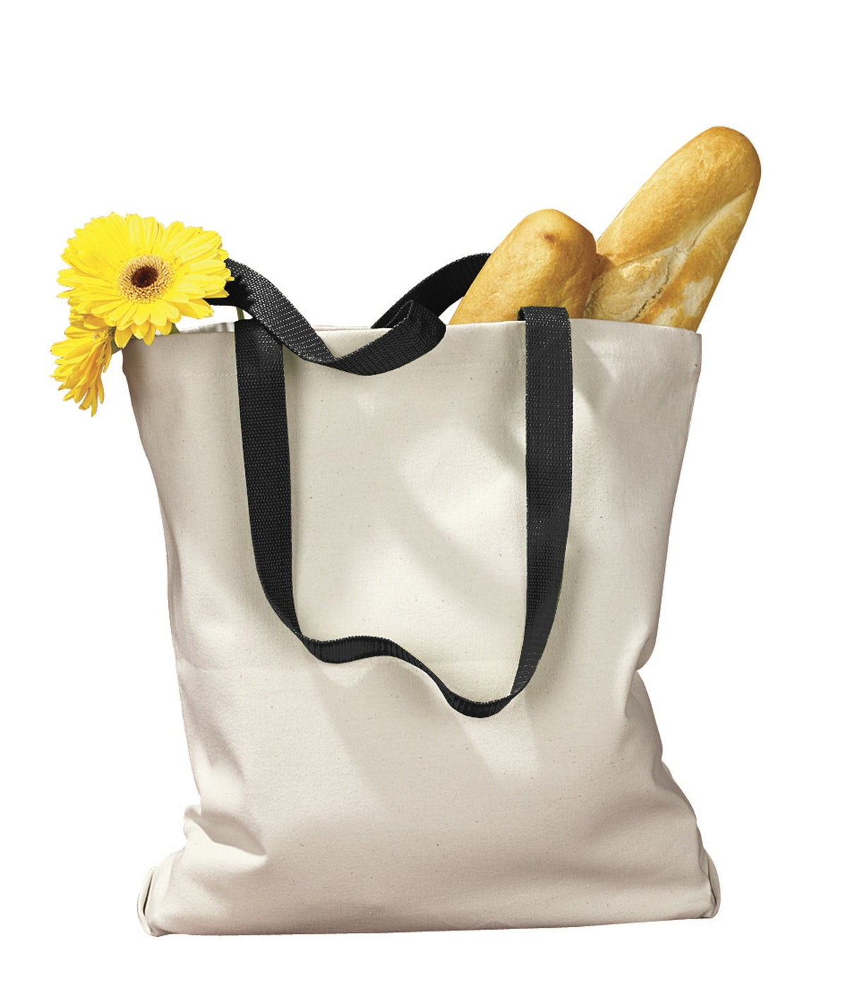 Canvas Tote with Contrasting Handles - Natural / Black