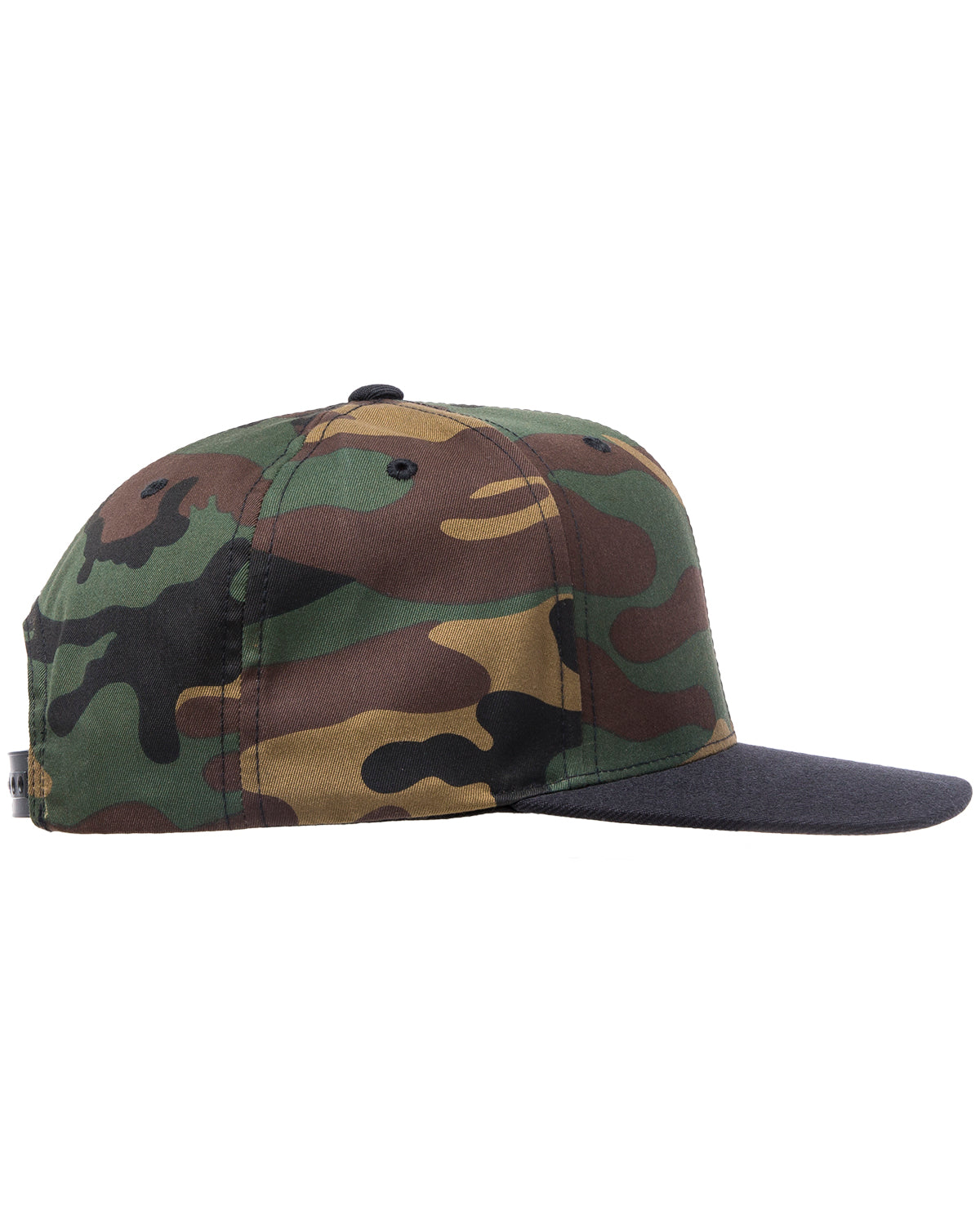 Unisex 6-Panel Structured Flat Visor Classic Snapback - Camo / Black