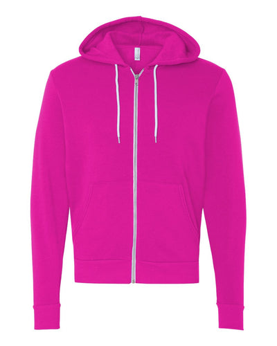 Unisex Poly-Cotton Sponge Fleece Full-Zip Hoodie - Neon Pink