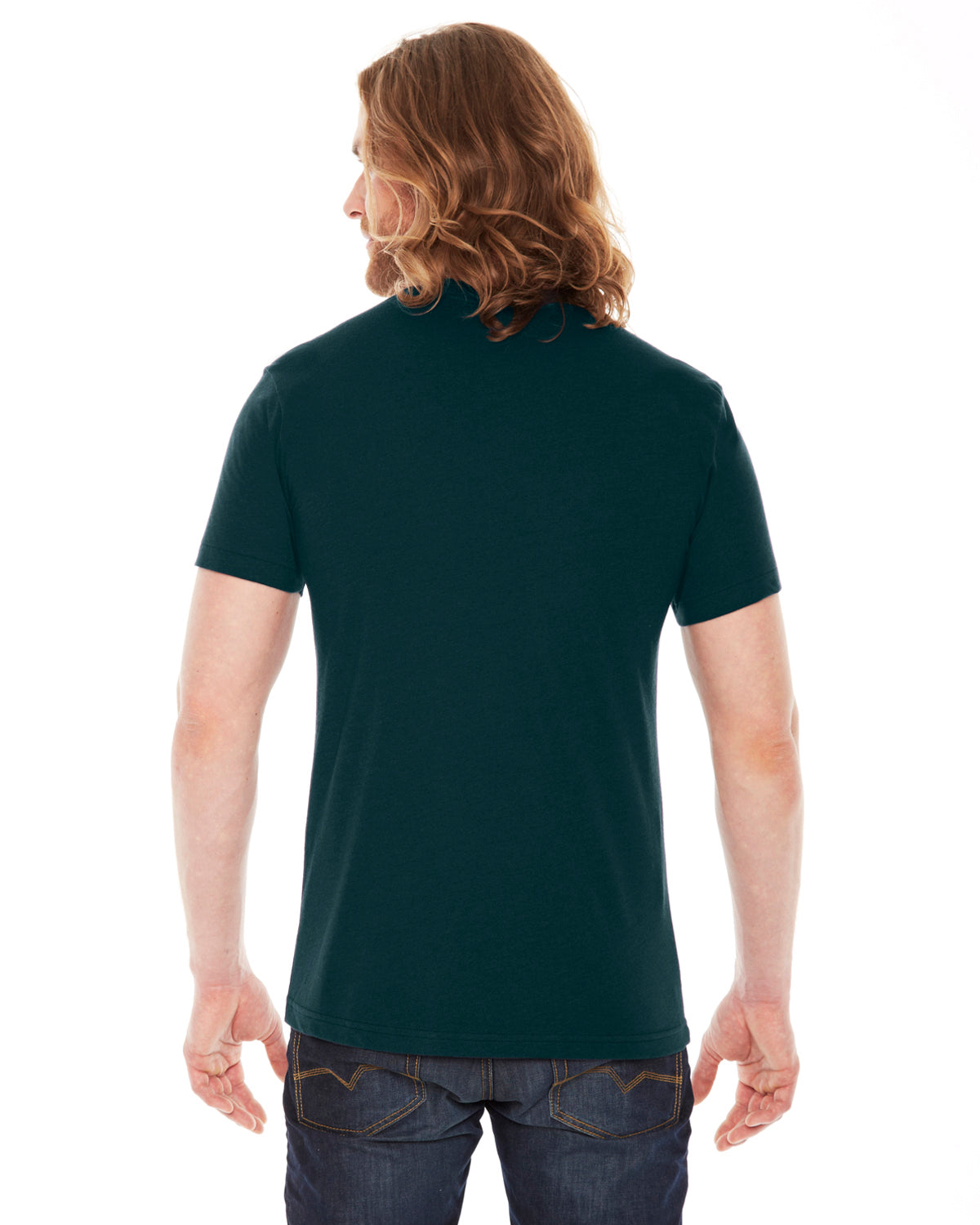 Unisex Poly-Cotton USA Made Crewneck T-Shirt - Black Aqua