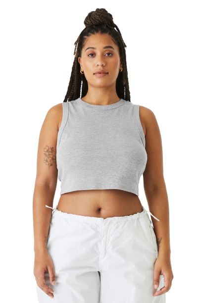 Women's Micro Rib Muscle Crop Tank - Heather Athletic