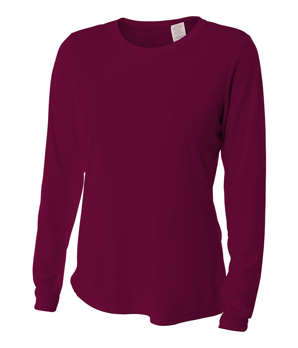 Women's Long Sleeve Cooling Performance Crew Shirt - Maroon