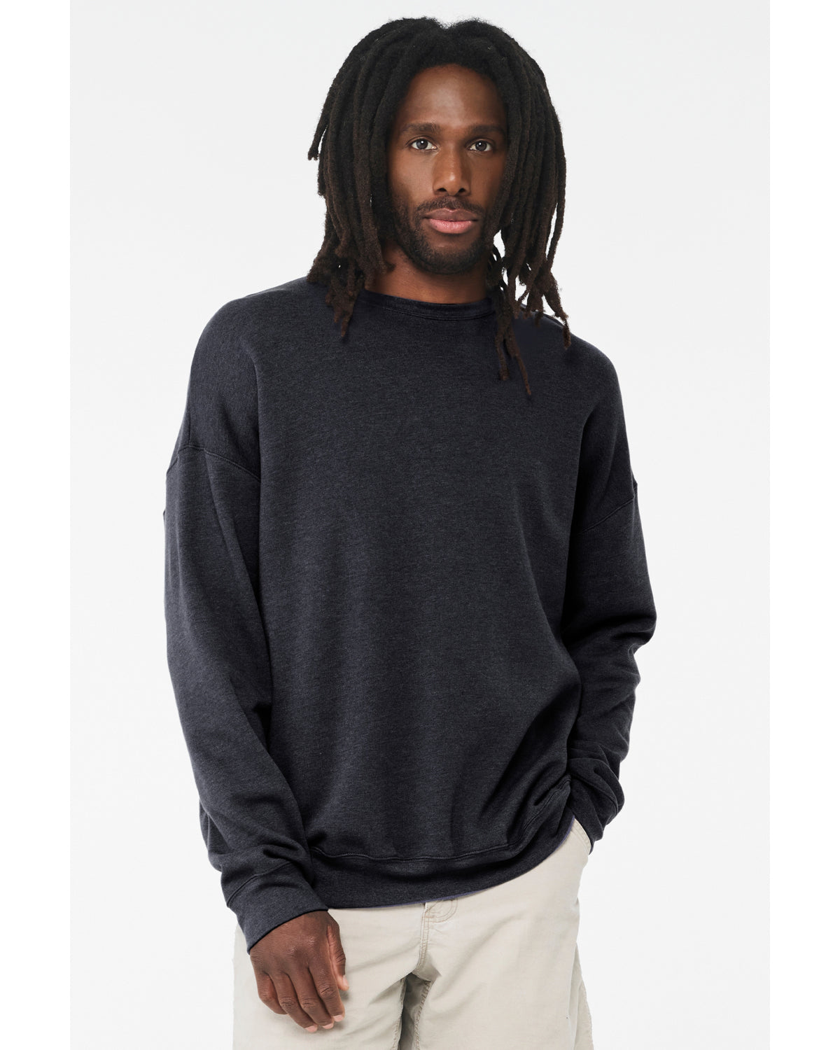 Unisex Drop Shoulder Fleece - Heather Navy