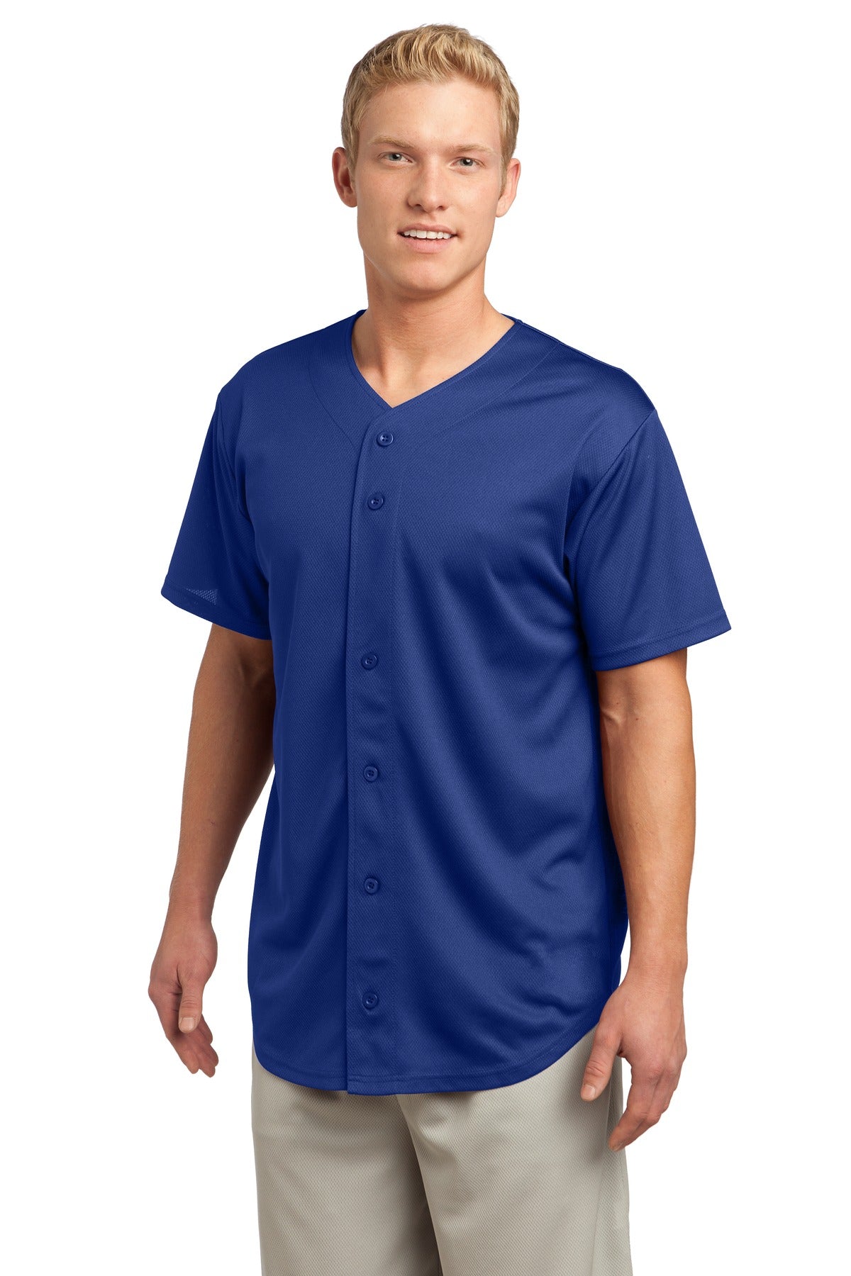 Unisex PosiCharge Tough Mesh Full-Button Jersey - True Royal