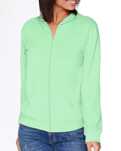 Unisex Sueded Full-Zip Hoodie - Mint