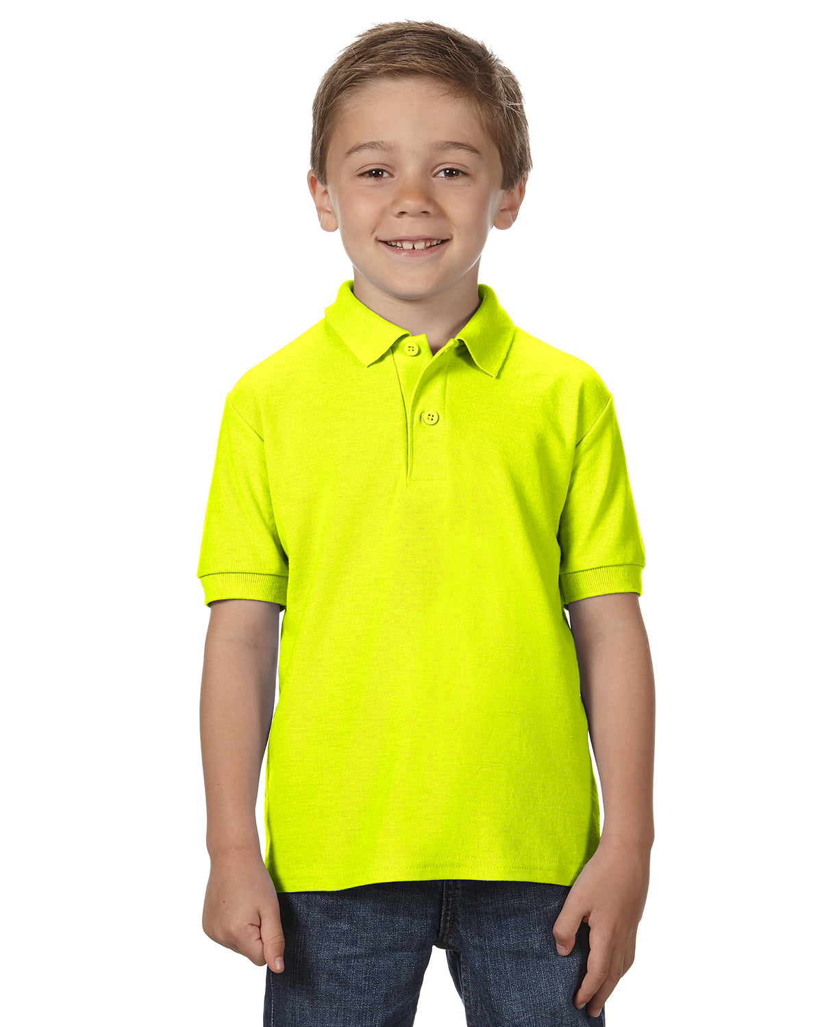 Youth Double Piqué Polo - Safety Green