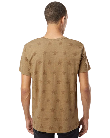 Unisex Star Print T-Shirt - Coyote Brown Star