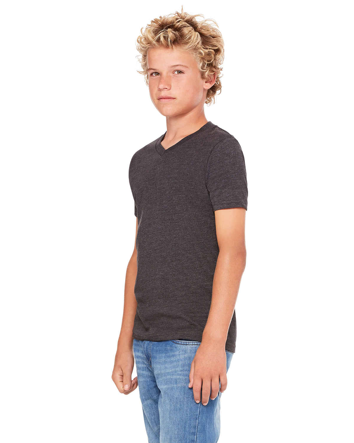 Youth Jersey Short-Sleeve V-Neck T-Shirt - Heather Dark Gray
