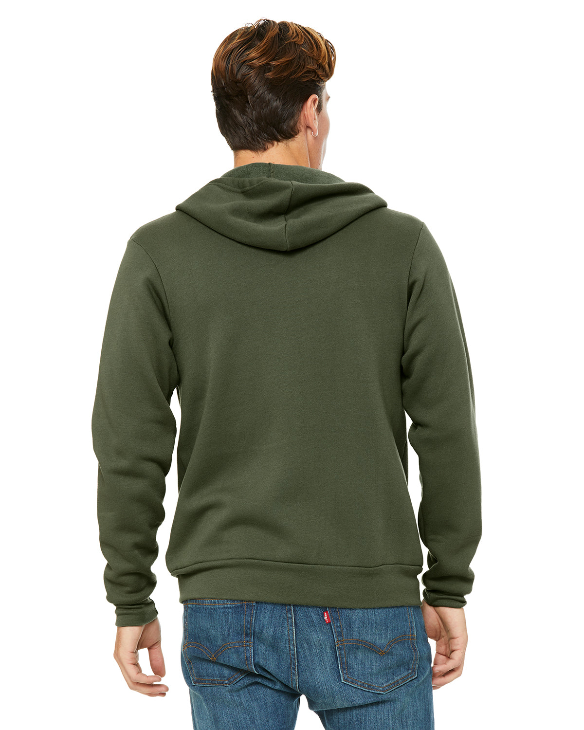 Unisex Poly-Cotton Sponge Fleece Full-Zip Hoodie - Military Green