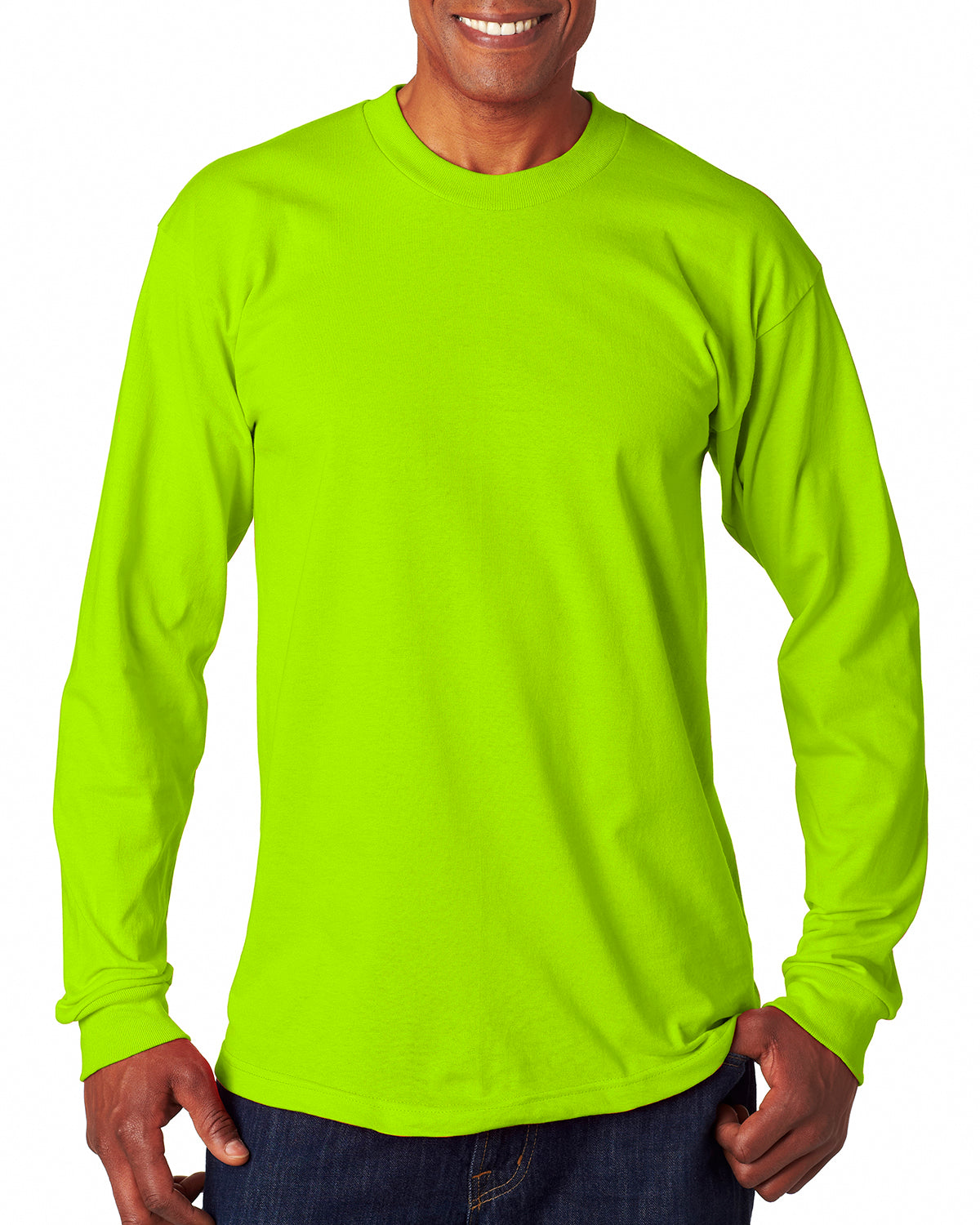 Unisex 100% Cotton Long Sleeve T-Shirt - Lime Green