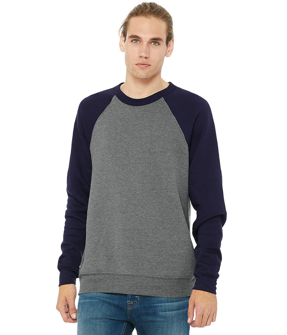 Unisex Sponge Fleece Raglan Sweatshirt - Heather Deep / Navy