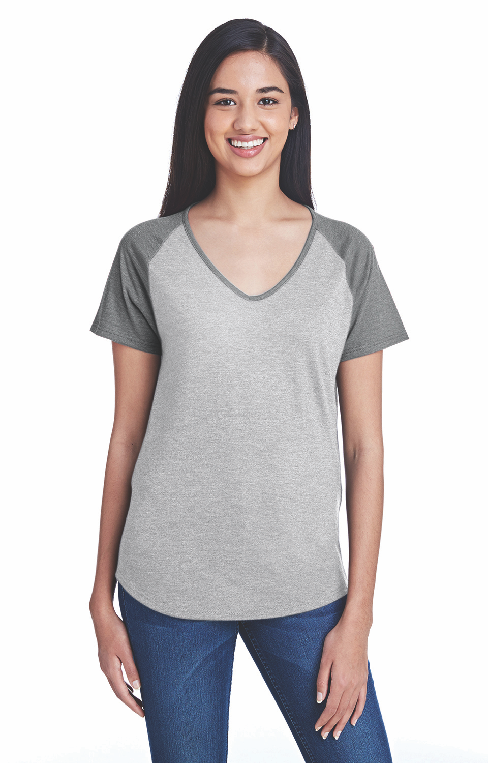 Women's Tri-Blend Raglan T-Shirt - Heather Gray / Heather Graphite