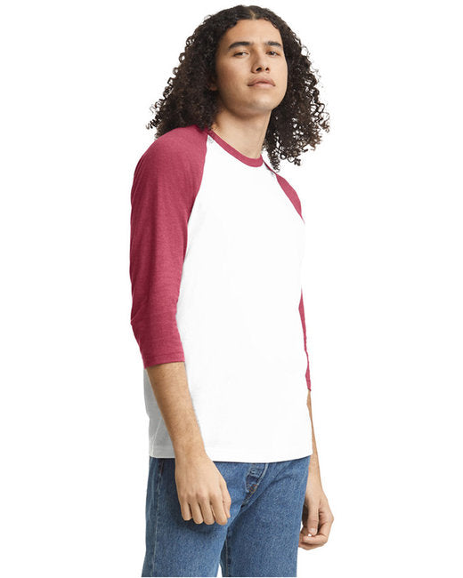 Unisex CVC Raglan T-Shirt - White Heather Cardinal