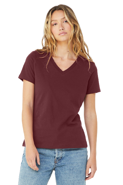 Women's Relaxed Jersey V-Neck T-Shirt - Maroon