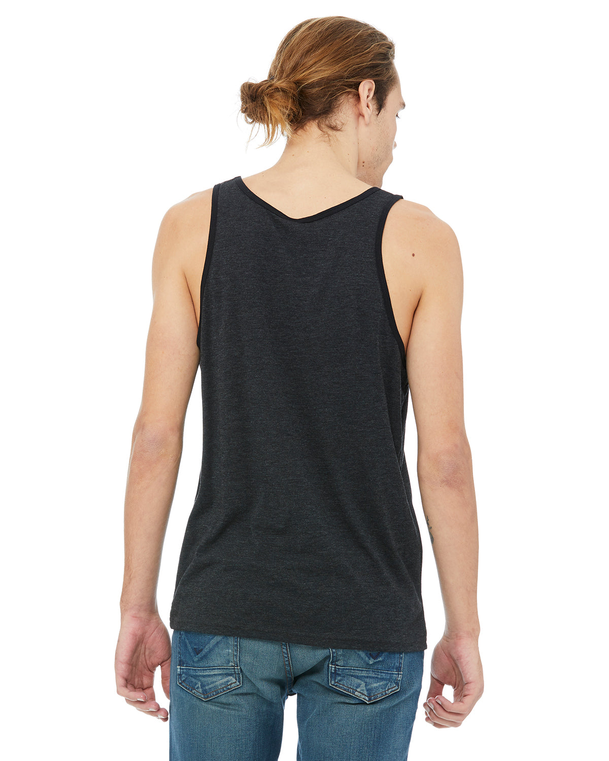 Unisex Jersey Tank - Charcoal Black / Solid Black Triblend